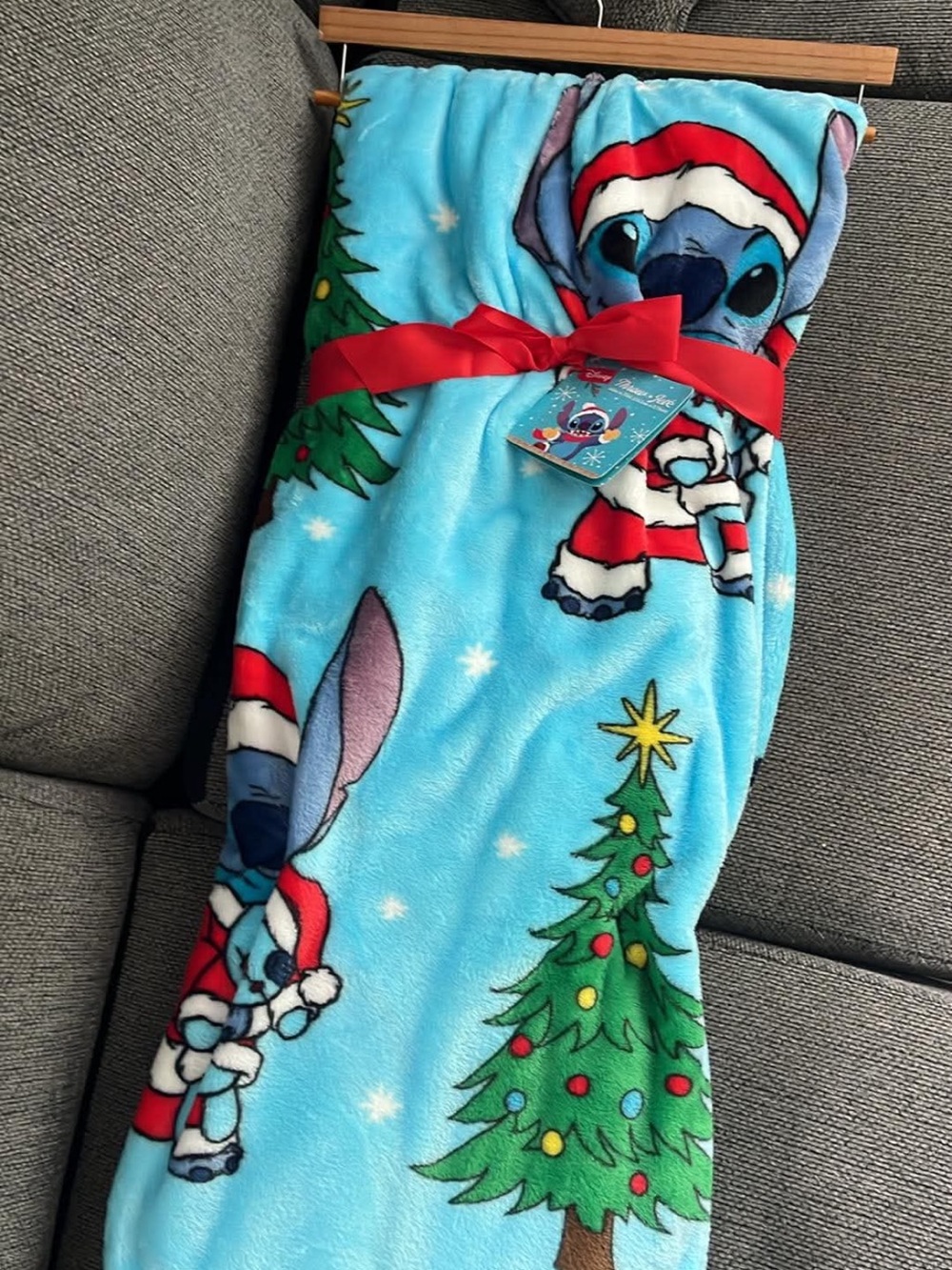 Disney Stitch Holiday Throw - Light Blue